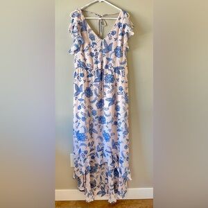 BNWT Tommy Hilfiger Blue/Light Pink Floral Maxi Dress -6- resortwear boho flowy